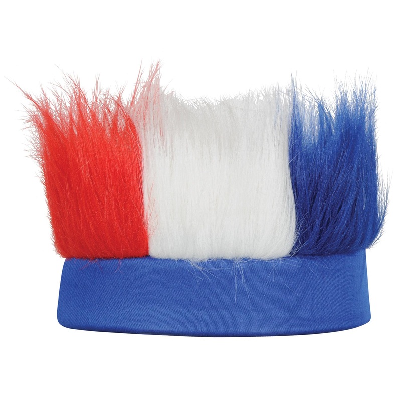 12 Pack Bulk Hairy Headband – red – white – blue