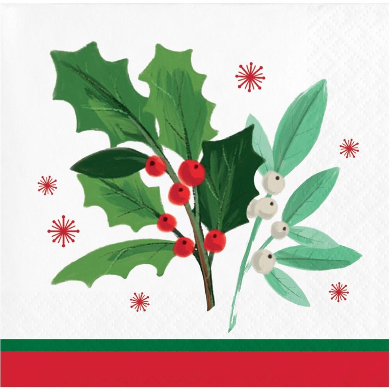 192 pc Bulk Holly Jolly Christmas Paper Beverage Napkin