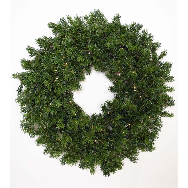 32″ Natural Douglas Wreath – Battery-Operated Clear LED