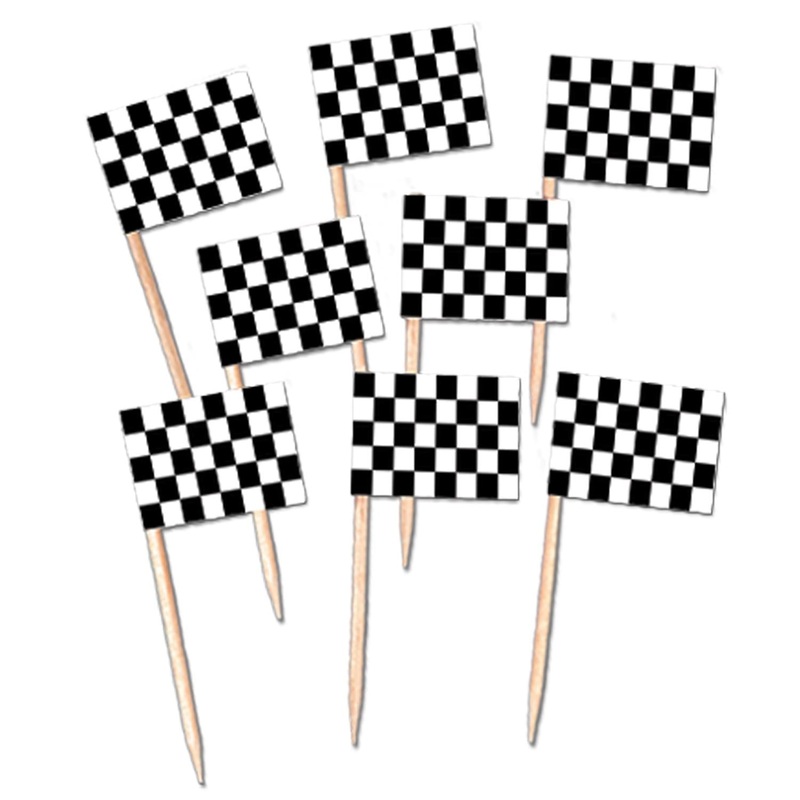 600 Pack Bulk Checkered Flag Party Picks