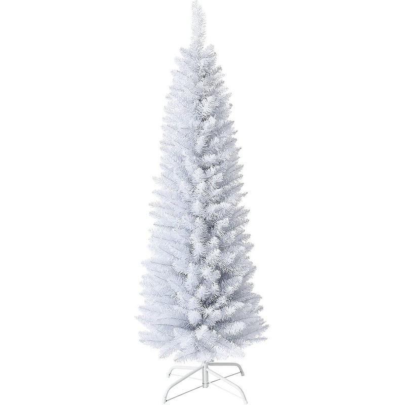 6ft White Wrapped Slim Pencil Artificial christmas tree with stand