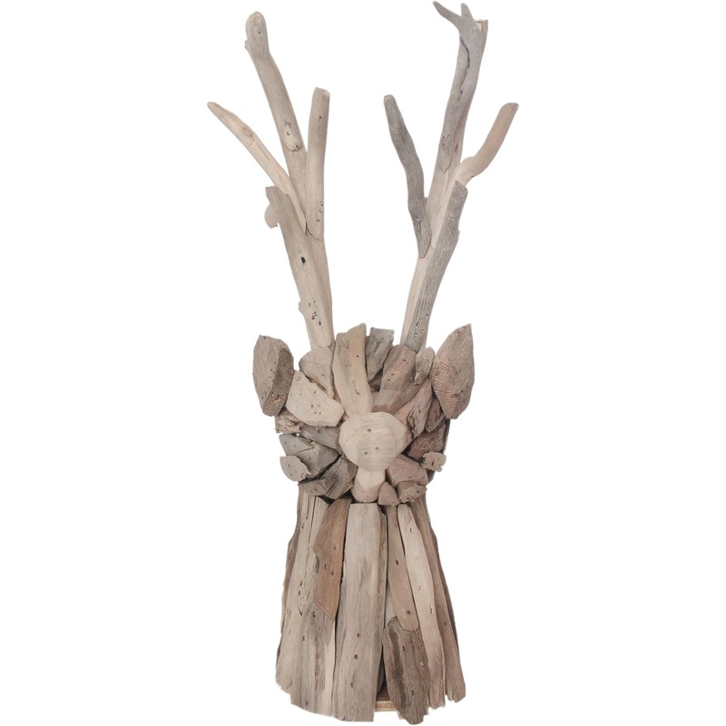 Christmas Statue Tabletop Figurine Winter Holiday Decorations, 10.5″ x 15.75″, Driftwood Deer