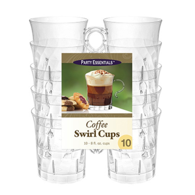CLEAR SWIRL COFFEE CUP 8 OZ  10 COUNT