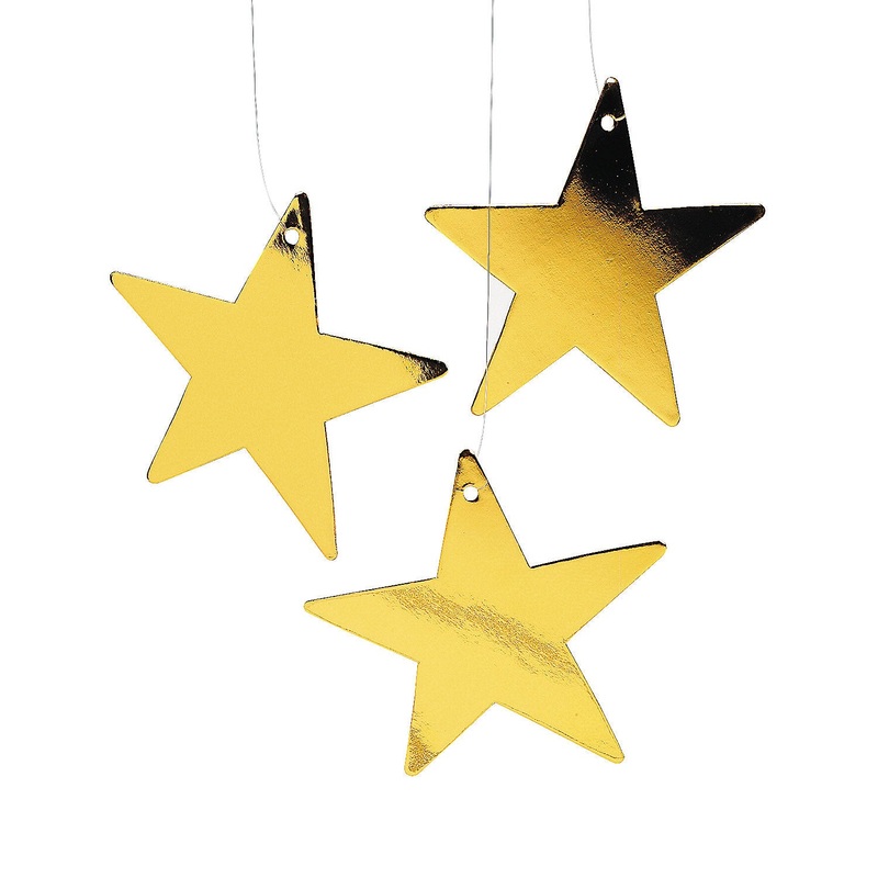 Gold Cardboard Star Decoration 12ct