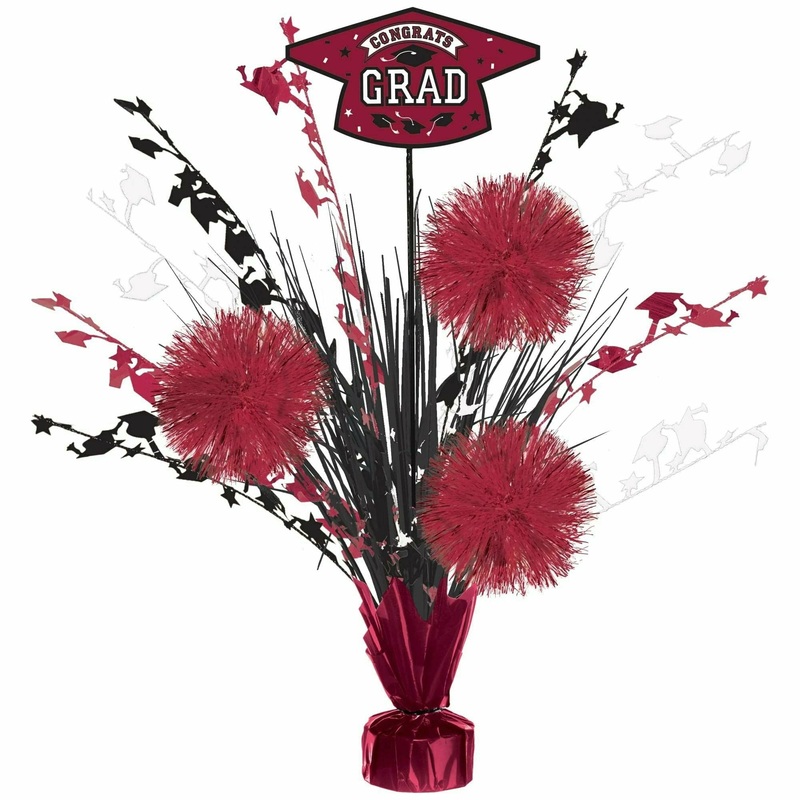 Grad Tinsel Burst Centerpiece – Maroon