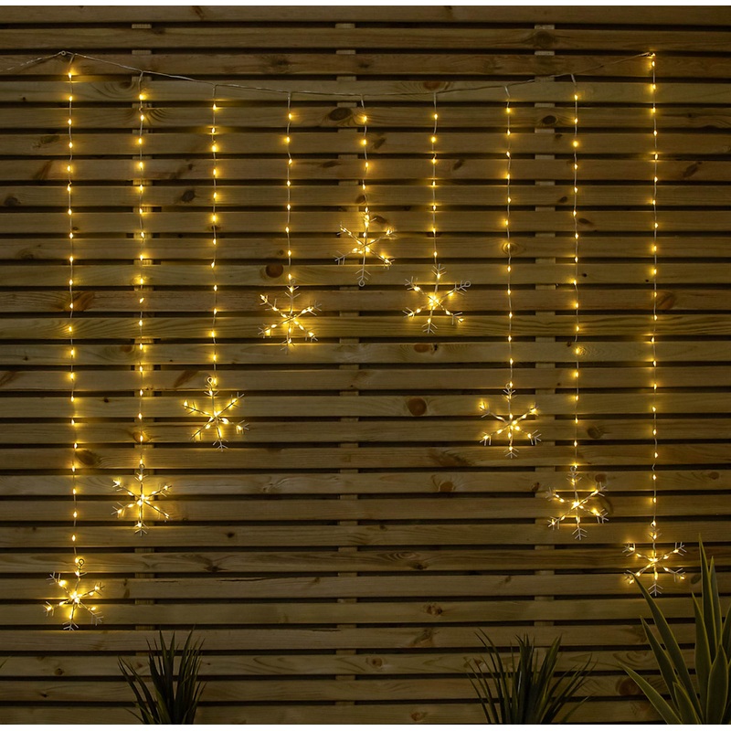 1.2m x 1.2m FlexiBrights Christmas Snowflake Curtain Lights with 267 Warm White LEDs