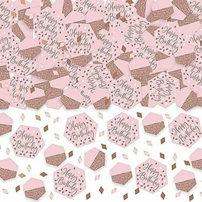 Glittery Pink Hexagon Birthday Confetti