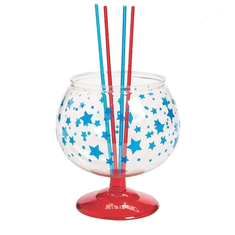 Patriotic Fishbowl With Straws