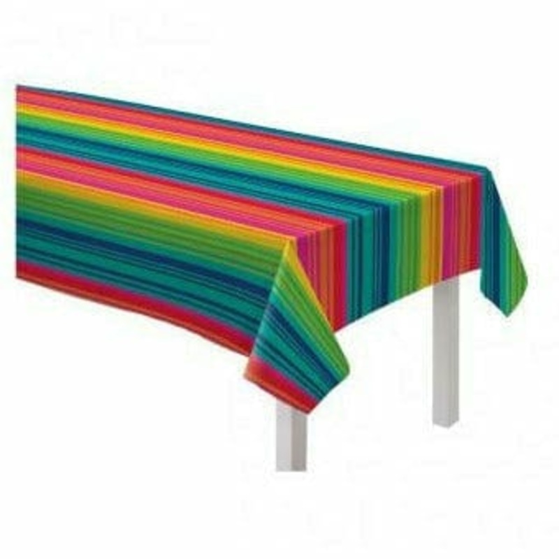 Serape Stripe Flannel-Backed Vinyl Table Cover J3