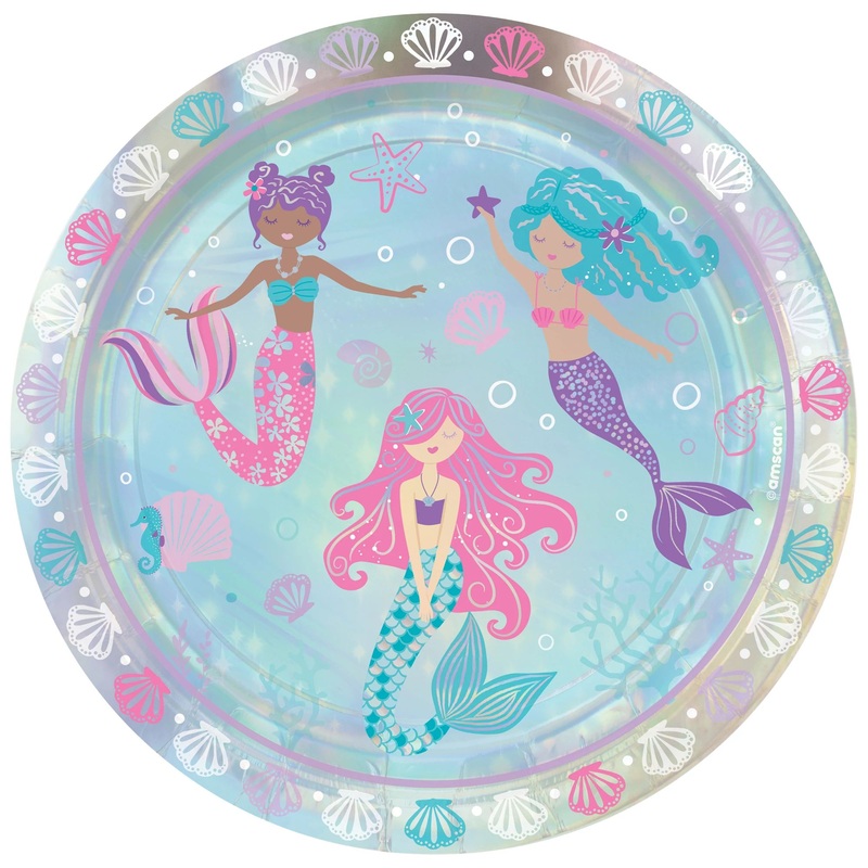 Shimmering Mermaids 9″ Iridescent Round Plates