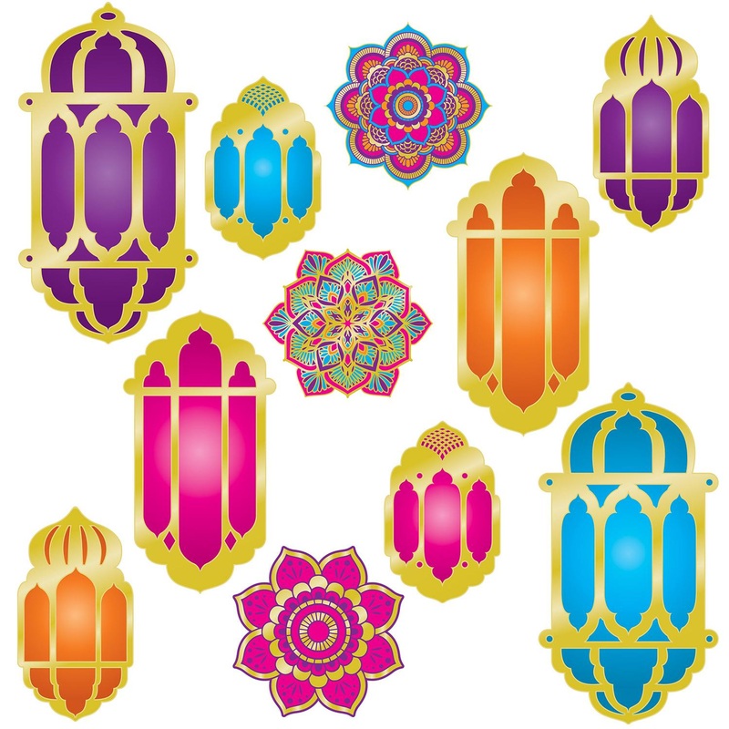 132 Piece Bulk Foil Lantern/Mandala Party Cutouts