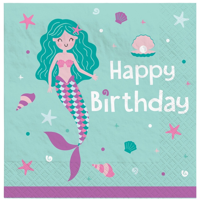 Birthday Mermaid Lunch Napkins