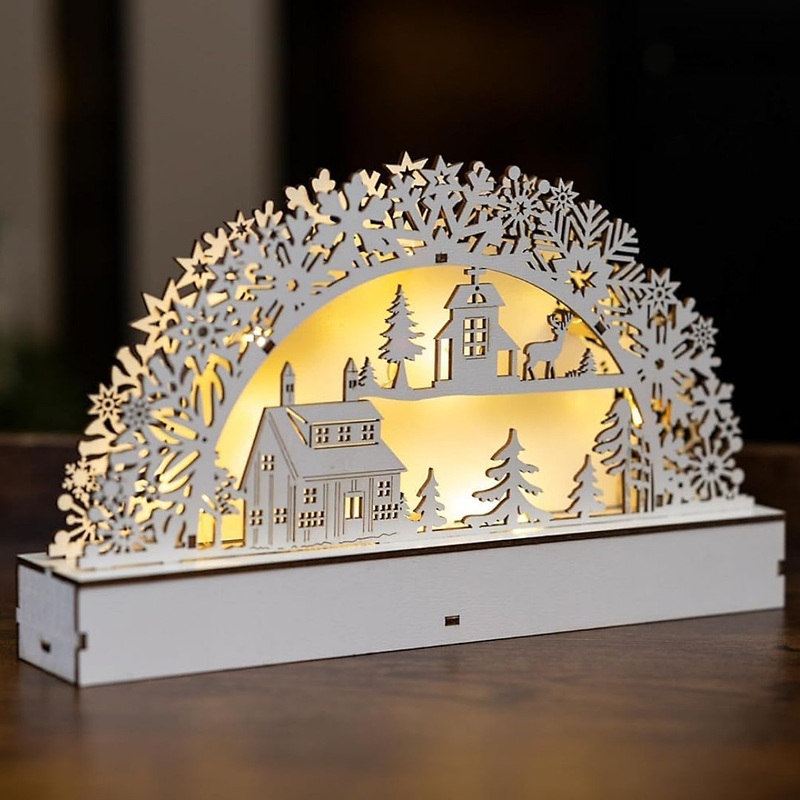 Christmas Village Scene Candle Bridge