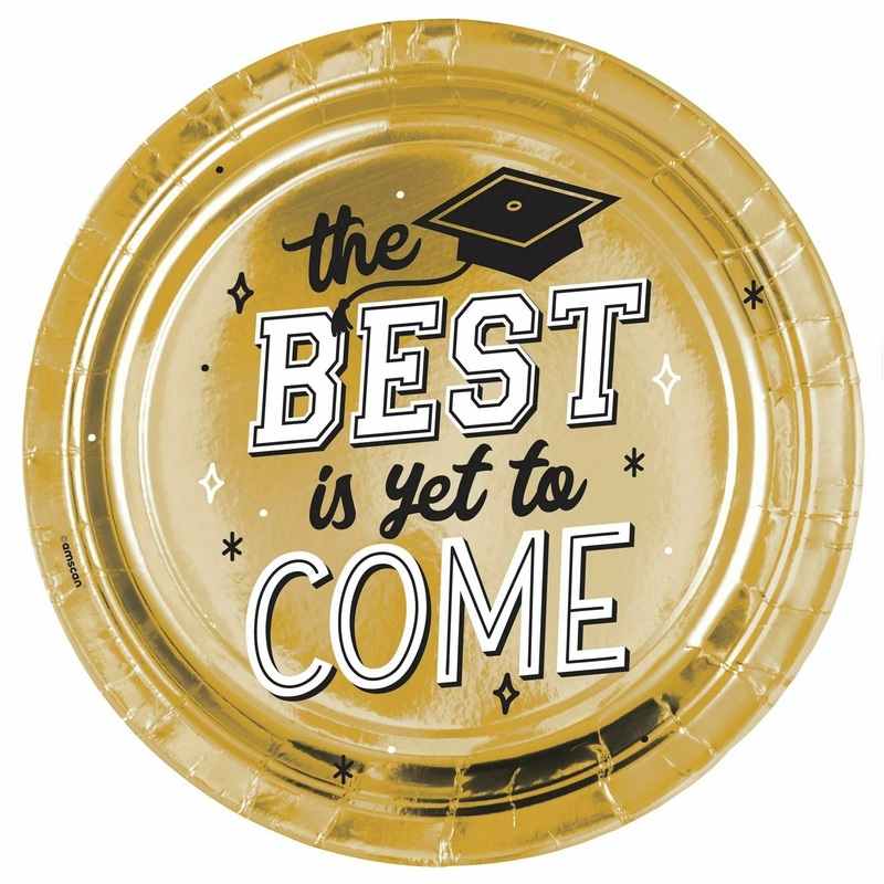 The Best Is Yet To Come Metallic Round Plates, 10 1/2″