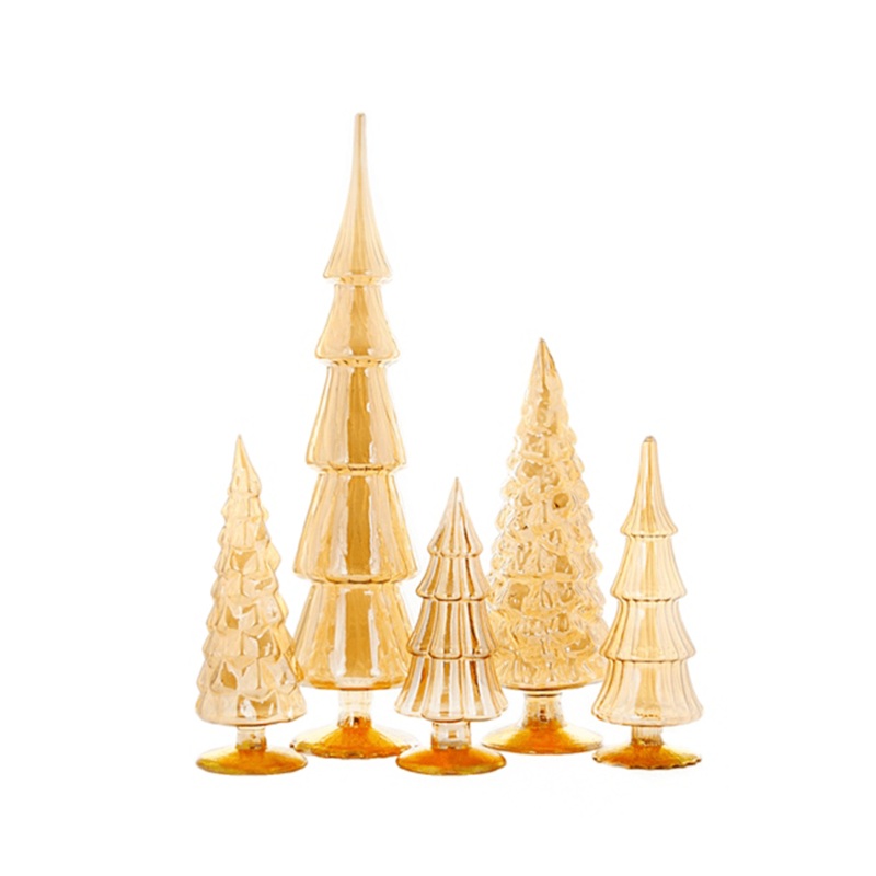 Amber Hue Glass Trees – Set of Five
