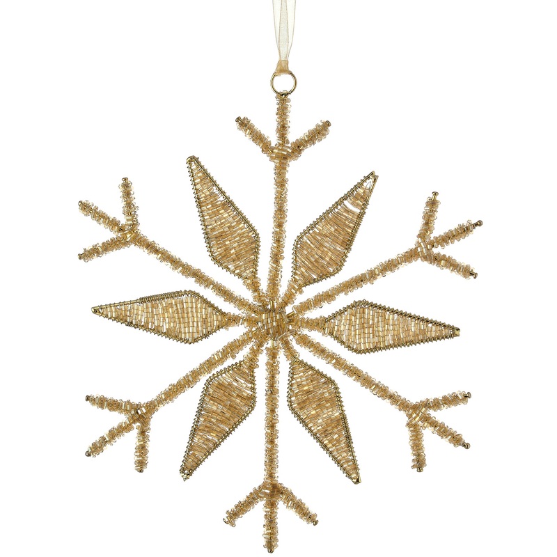Champagne Fluret Snowflake Ornament 8.5″