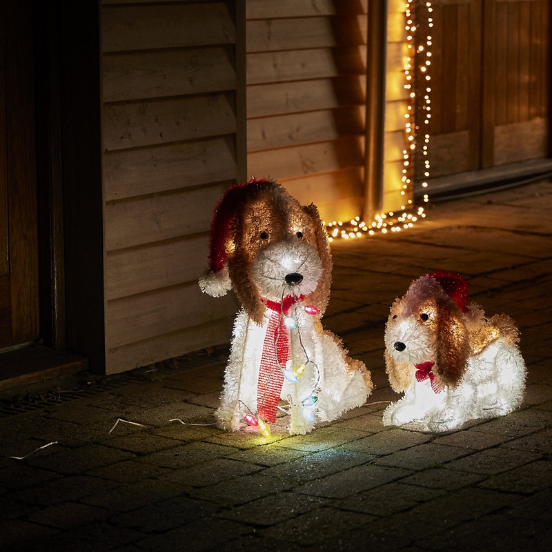 Ice white LED Dogs Freestanding Silhouette (H) 500mm