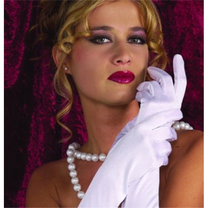 9in Satin Gloves White