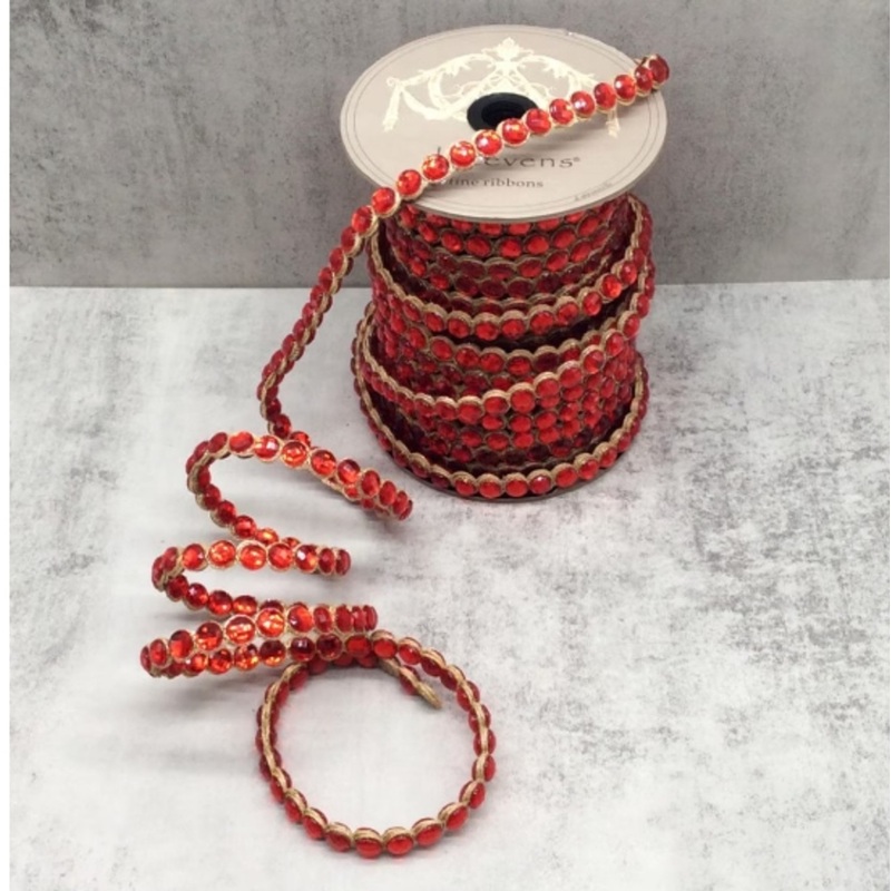 Crown Jewel Double Sided Ribbon, Red .5″ x 10yds