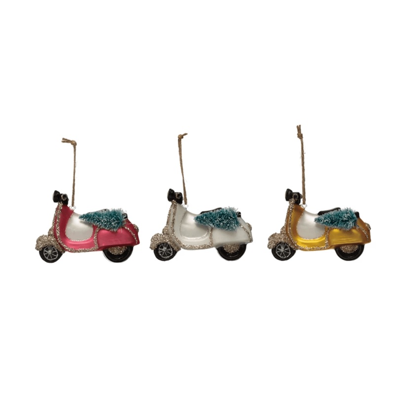 Glass Holiday Scooter Ornament – 3 Color Options