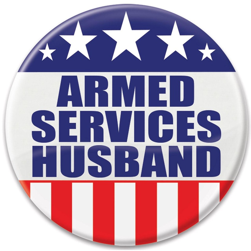 6 Pack Bulk Armed Services Husband Button