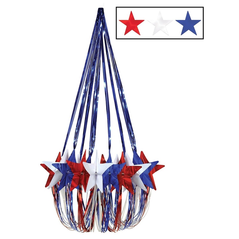 6 Pack Bulk Star Party Chandelier – red – white – blue