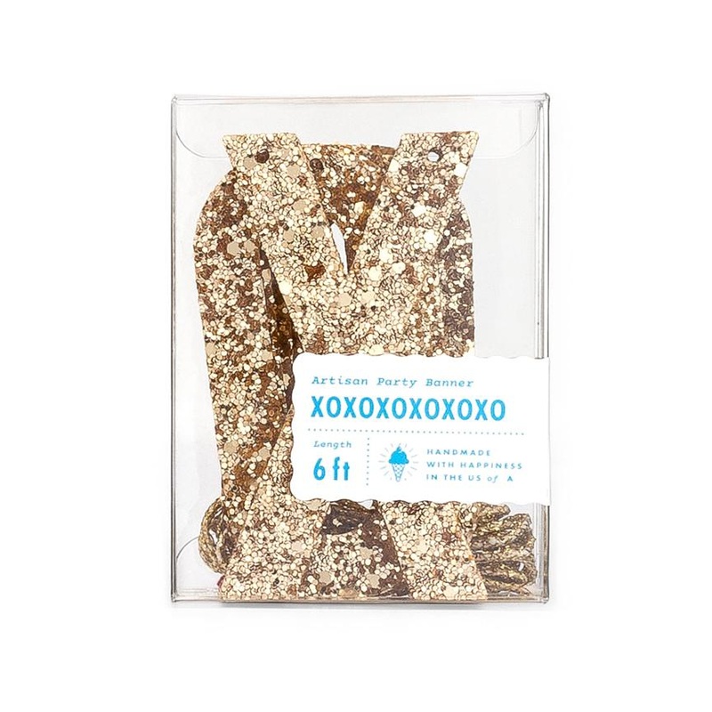 Golden Glitter XOXO Artisan Banner