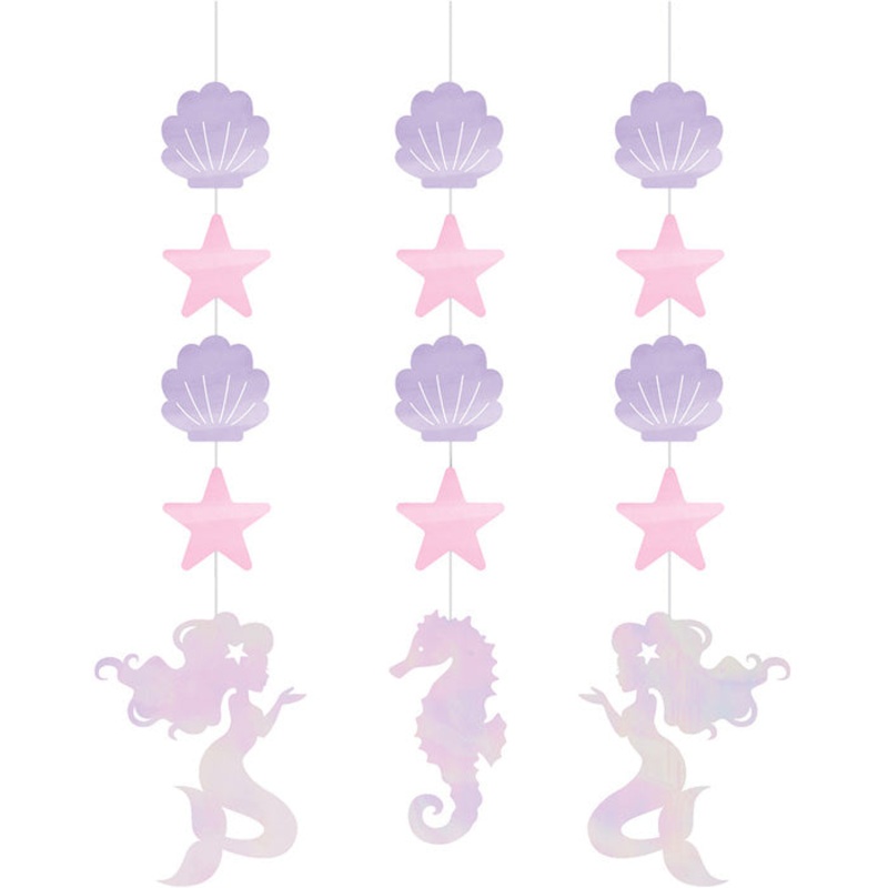 Iridescent Mermaid Party Hanging Cutouts (3/Pkg)