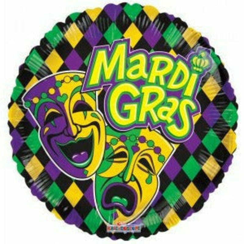 18″ Mardi Gras Mask Mylar Balloon