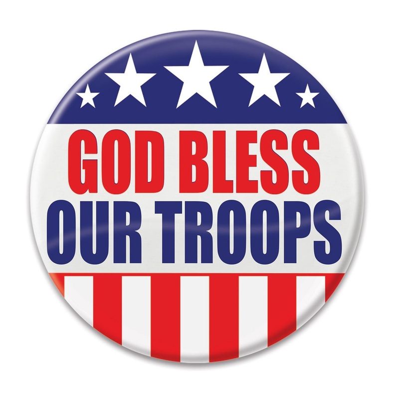 6 Pack Bulk God Bless Our Troops Button