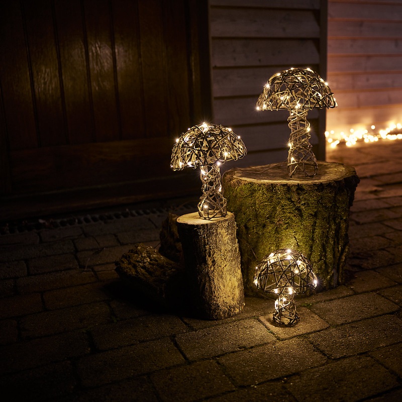 Warm white LED Mushrooms Freestanding Silhouette (H) 260mm