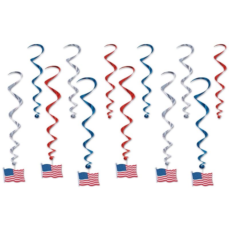 72 Pack Bulk American Flag Party Whirls