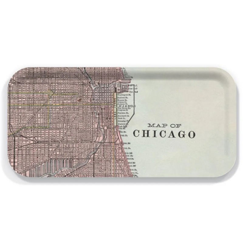 Birchwood Chicago Vintage Map Small Tray  11 x 5