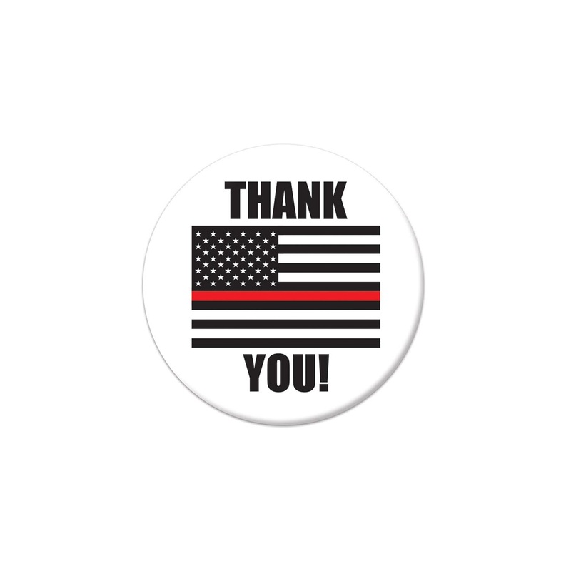 6 Pack Bulk Thank You! Firefighters Button- Flag