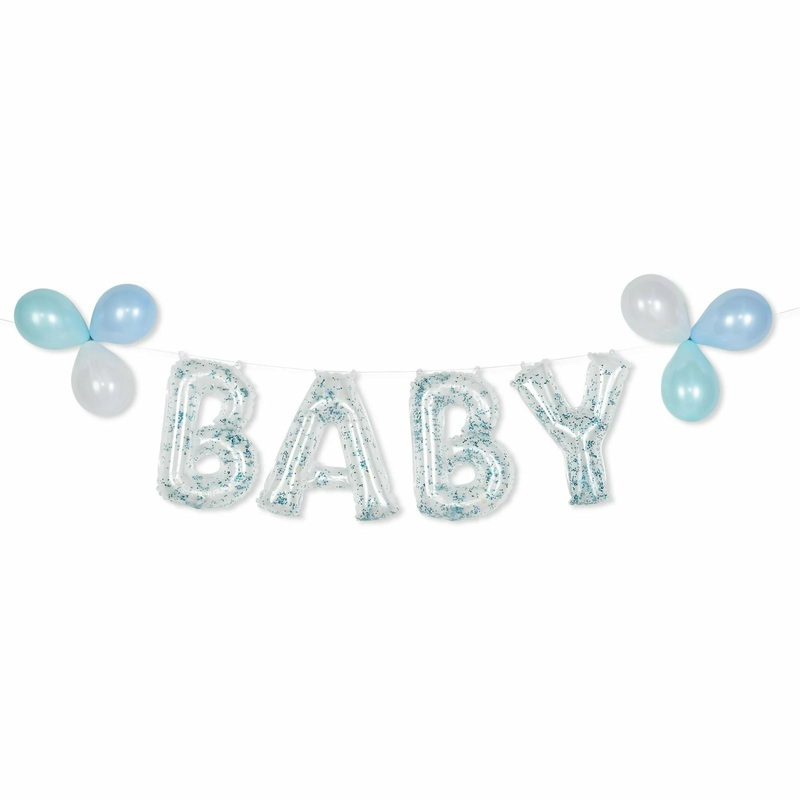 “Baby” Glitter Confetti Air Filled Balloon Banner Kit – Blue