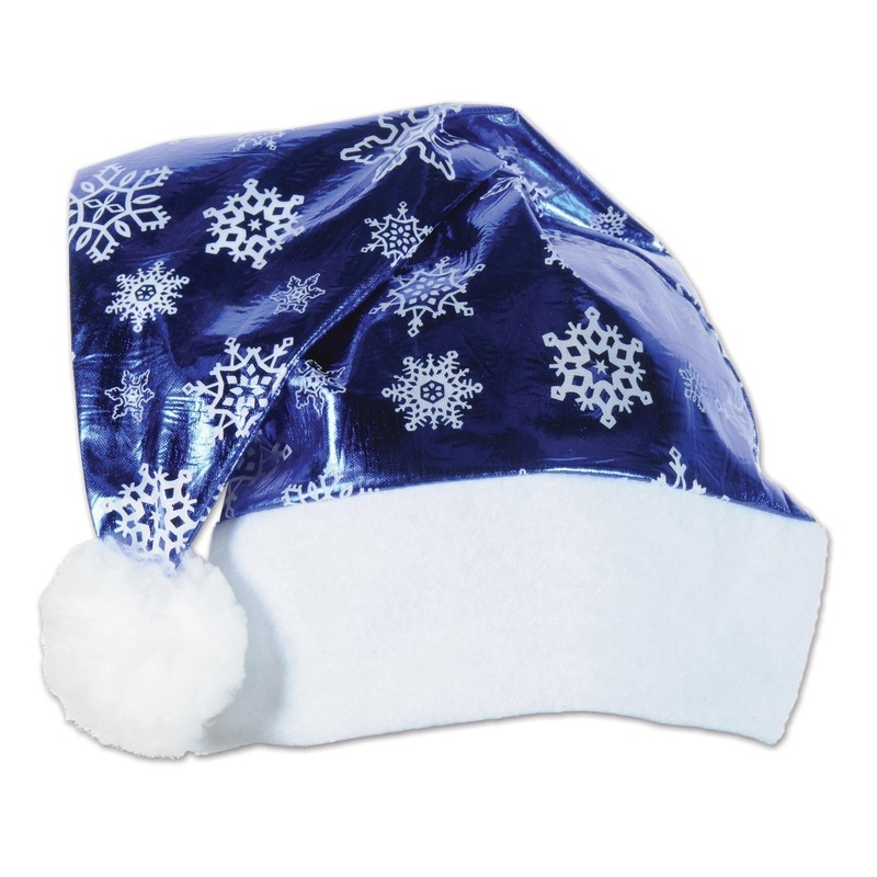 12 Pack Bulk Christmas Metallic Blue Santa Hat