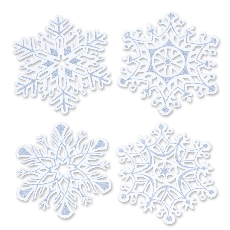 24 Pack Bulk Christmas Glittered Snowflake Cutouts
