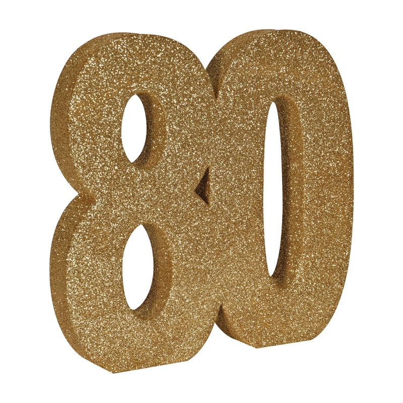 6 Pack Bulk 3-D Glittered 80 Centerpiece gold