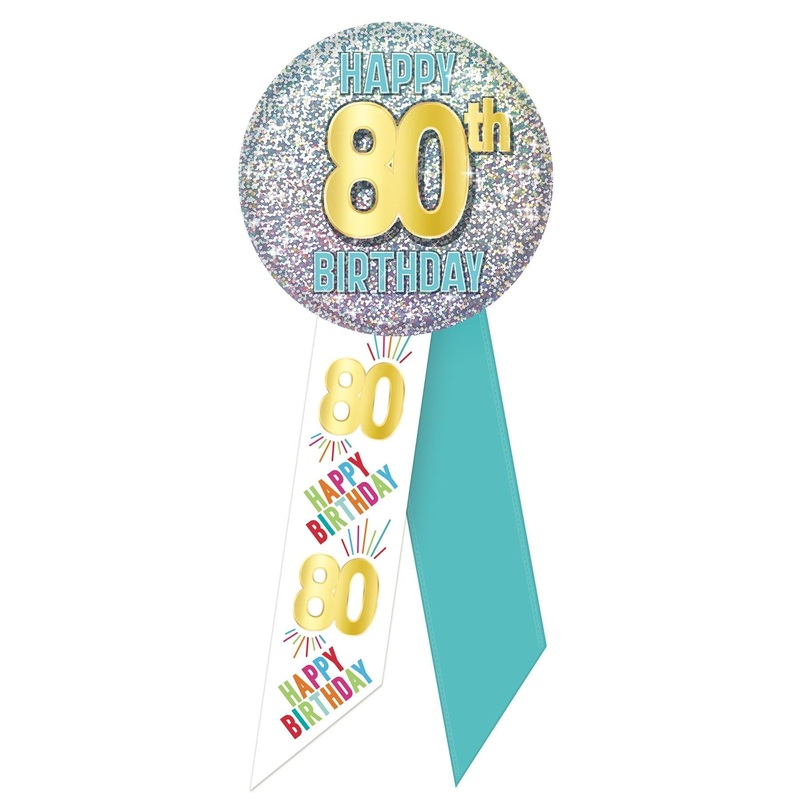 6 Pack Bulk 80th Birthday Rosette