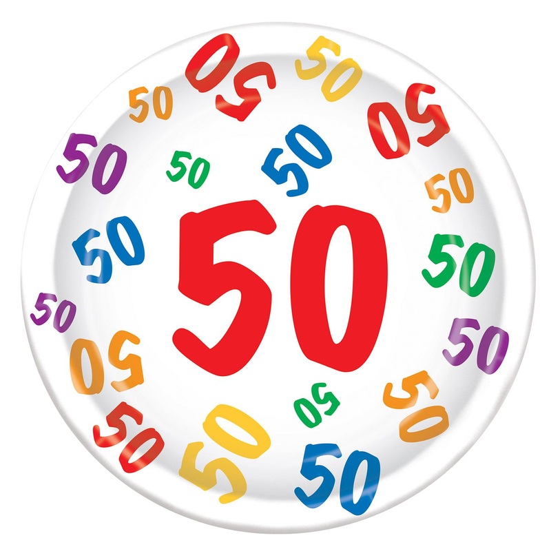 96 Pack Bulk 50th Birthday Party Paper Plates 9 inch