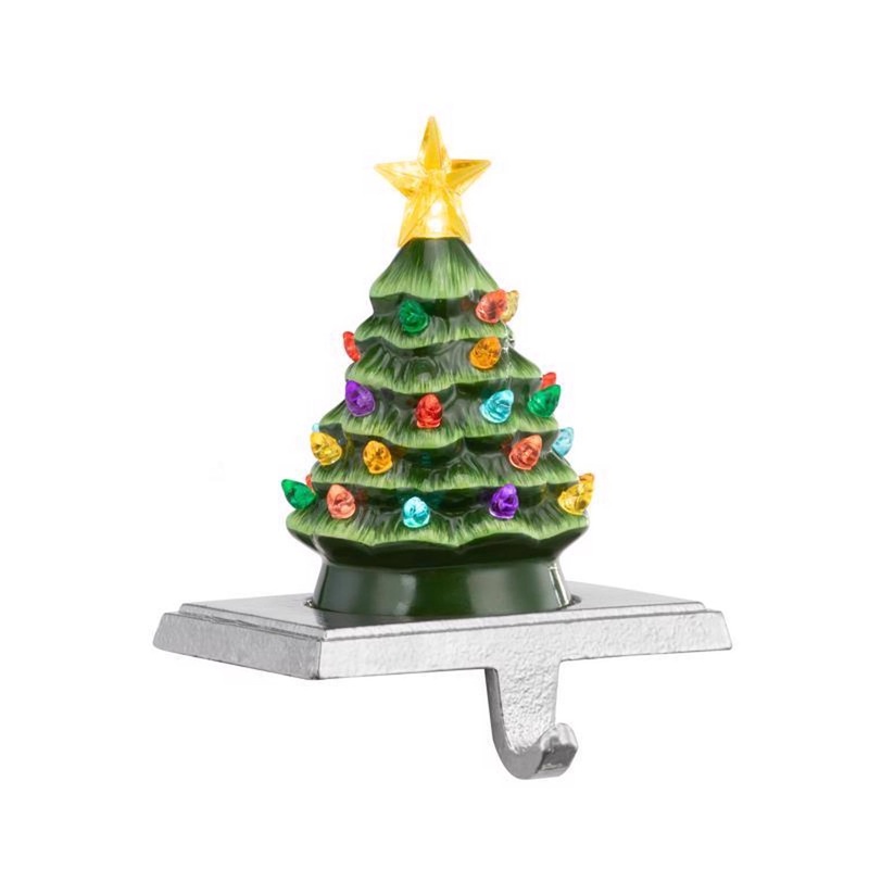 Mr. Christmas LED Green Vintage Tree Stocking Holder 6.75 in.