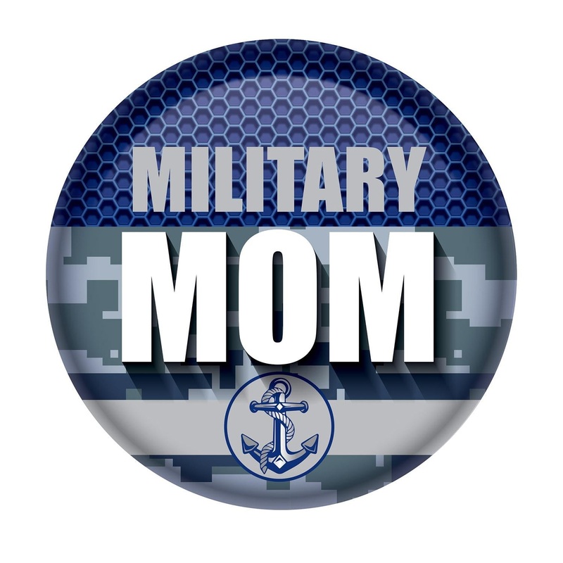6 Pack Bulk Military Mom Button- Navy
