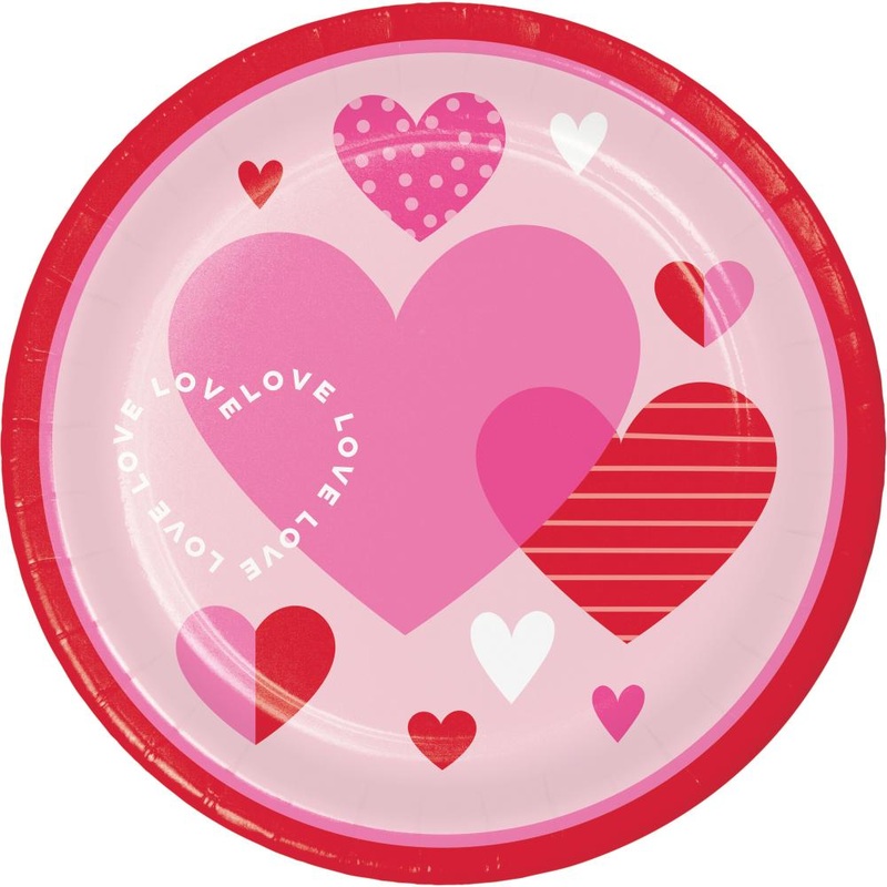 96 pc Bulk Valentine’s Textures Paper 8.75″ Dinner Plate