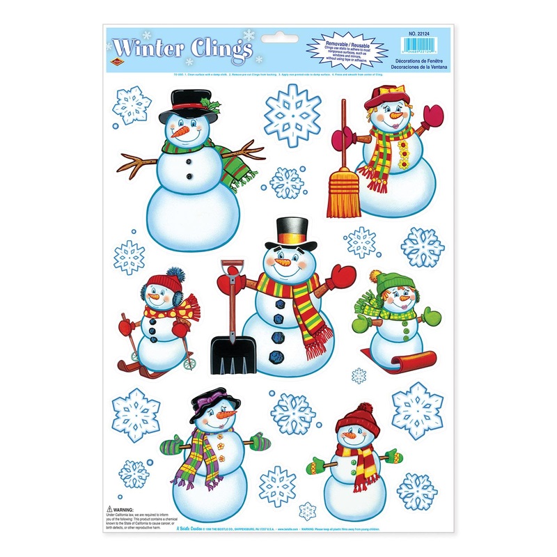 192 Piece Bulk Christmas Snowman/Snowflake Clings