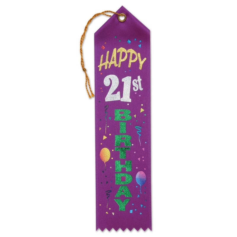 6 Pack Bulk Happy 21st Birthday Award Ribbon