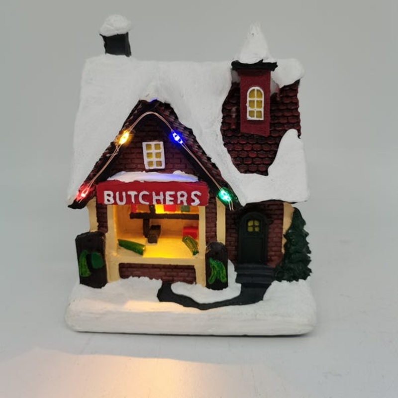 Village Butchers Shop Light Up Ornament
