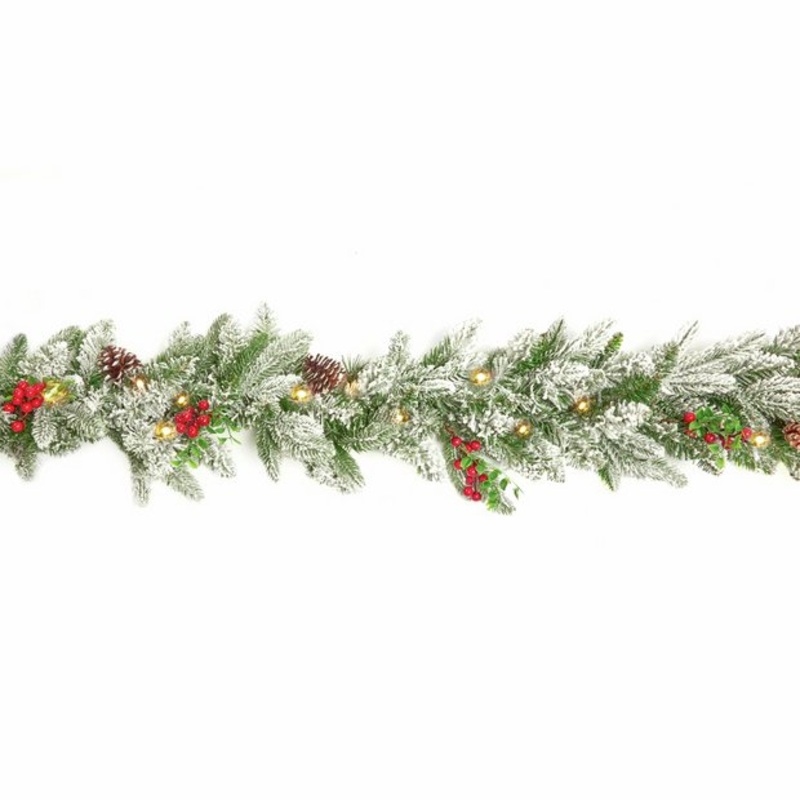 National Tree Prelit 50 LEDs Snowberry Pine Garland