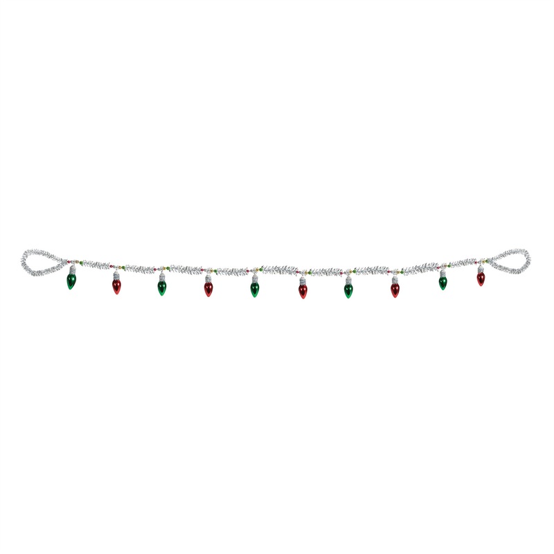 Light Bulb and Tinsel Garland 5′