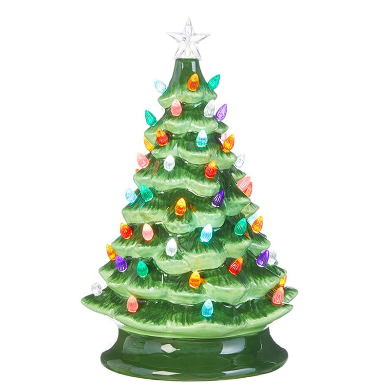 Green Vintage Lighted Tree 13″
