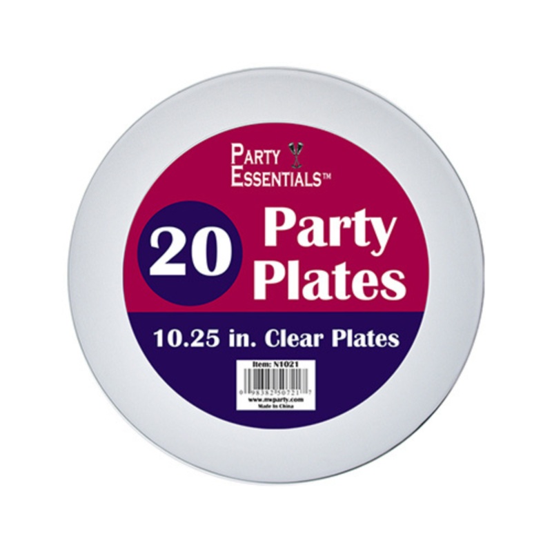 10.25 PARTY PLATES  CLEAR 20 CT.